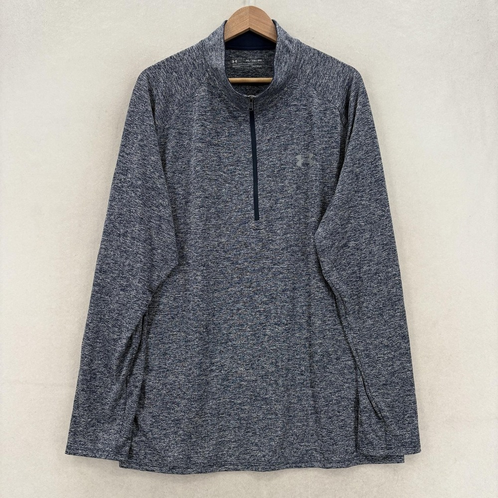 Under Armour UA Tech 2.0 1/2 Zip Long Sleeve Shirt Mens 2XL Academy Blue Wicking